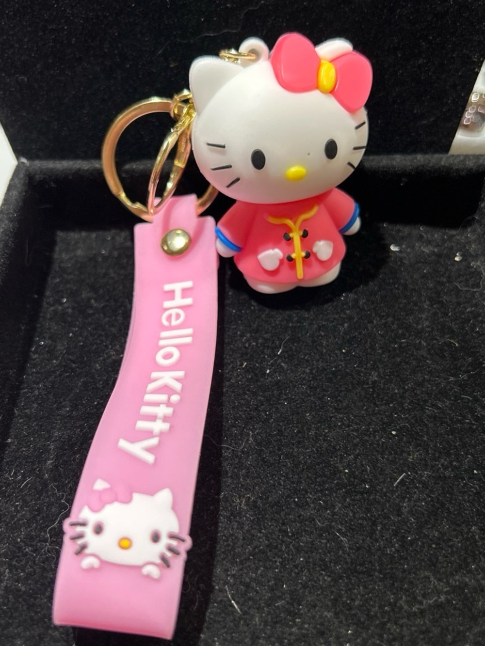 Hello Kitty Pink & White Bow Keyring Charm with Strap